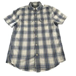Lucky Brand Button Up Plaid Shirt Mens Medium Blue Slim Oxford Resortwear